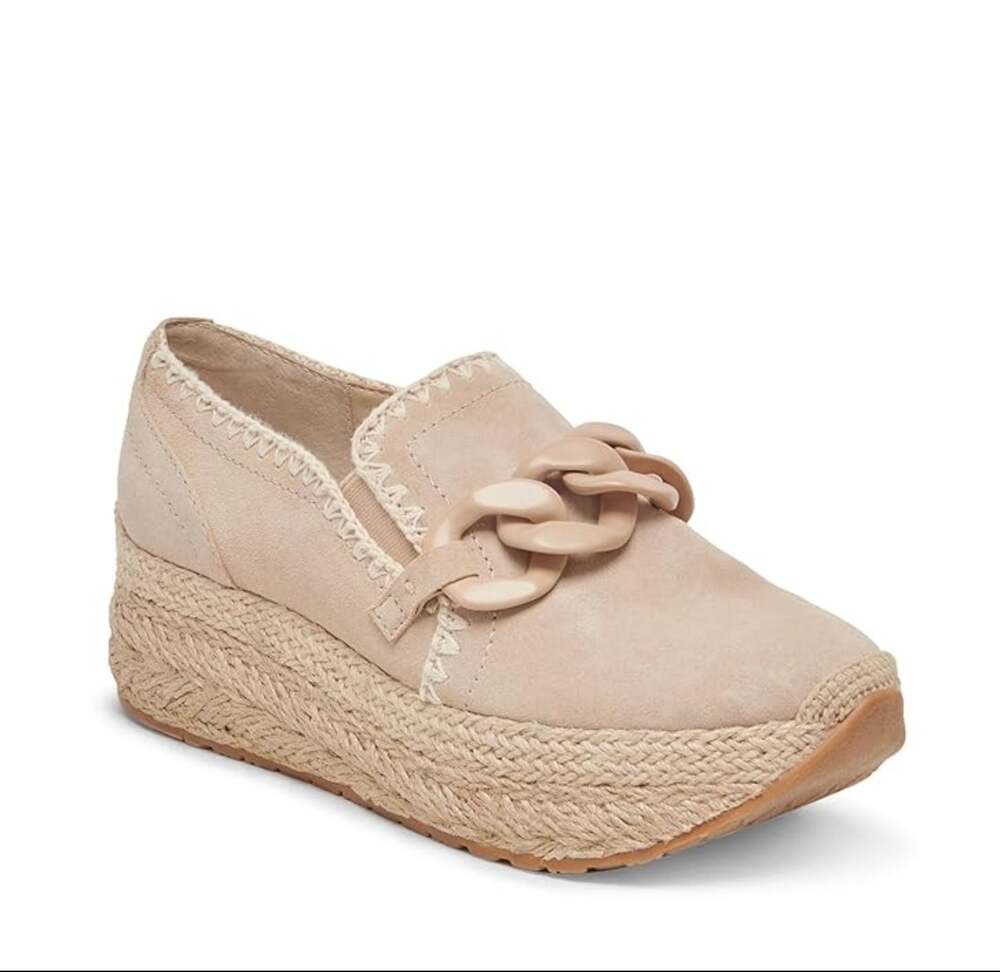 Dolce Vita Womens Jhenee Platform Espadrille Loafers Size 8.5 Beige Suede NIB